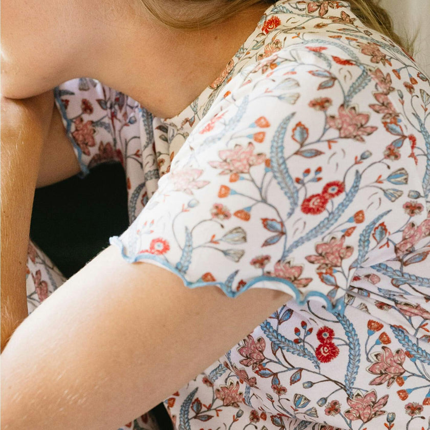 women's mercado bloom short sleeve pima pajamas set