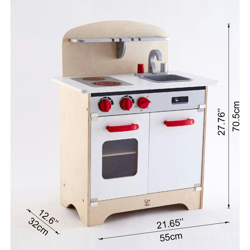 White Fully Equipped Wooden Gourmet Kitchen for Kid's