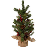24-inch Red Berries and Pinecones Tree