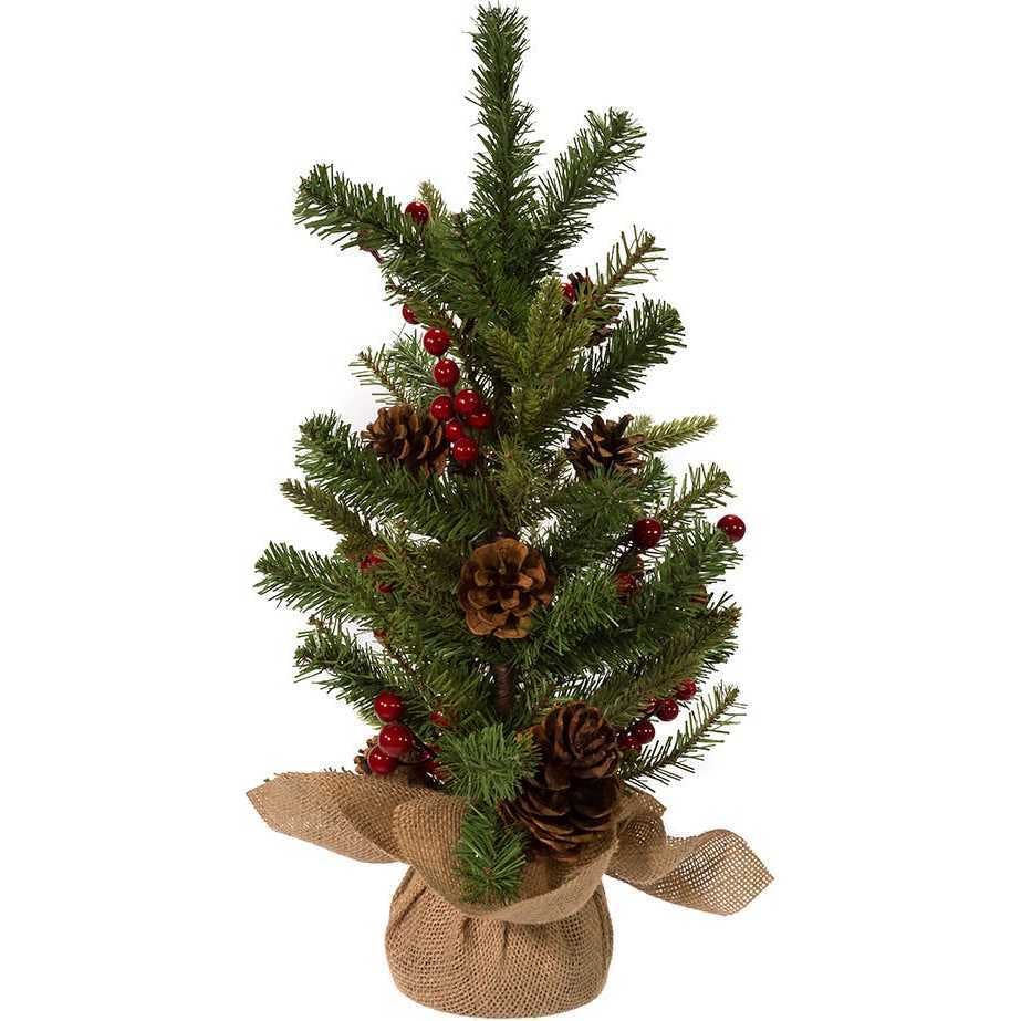 24-inch Red Berries and Pinecones Tree
