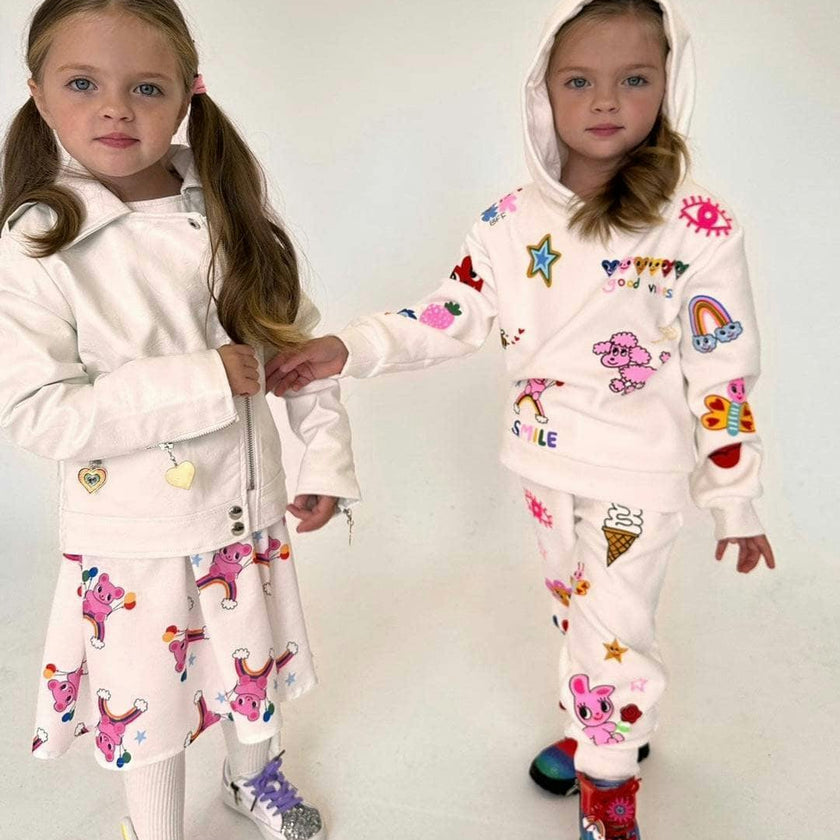Graffiti Ice Cream Hoodie And Pant Set, White