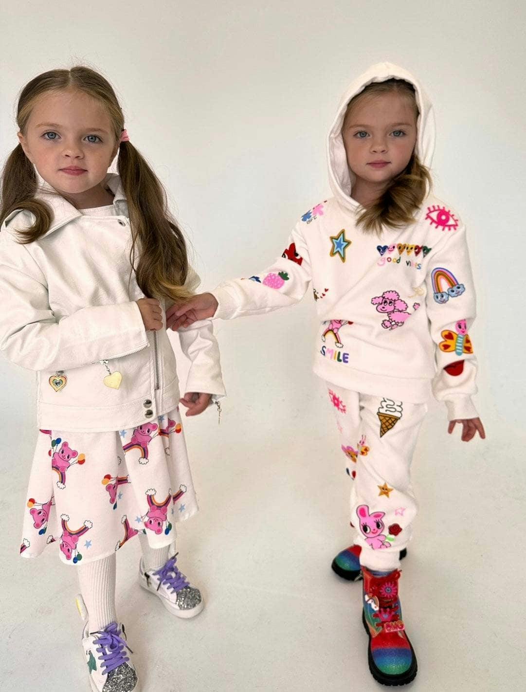 Graffiti Ice Cream Hoodie And Pant Set, White