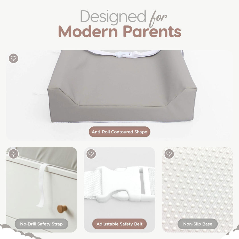 Waterproof Vegan Leather Contoured Baby Changing Pad