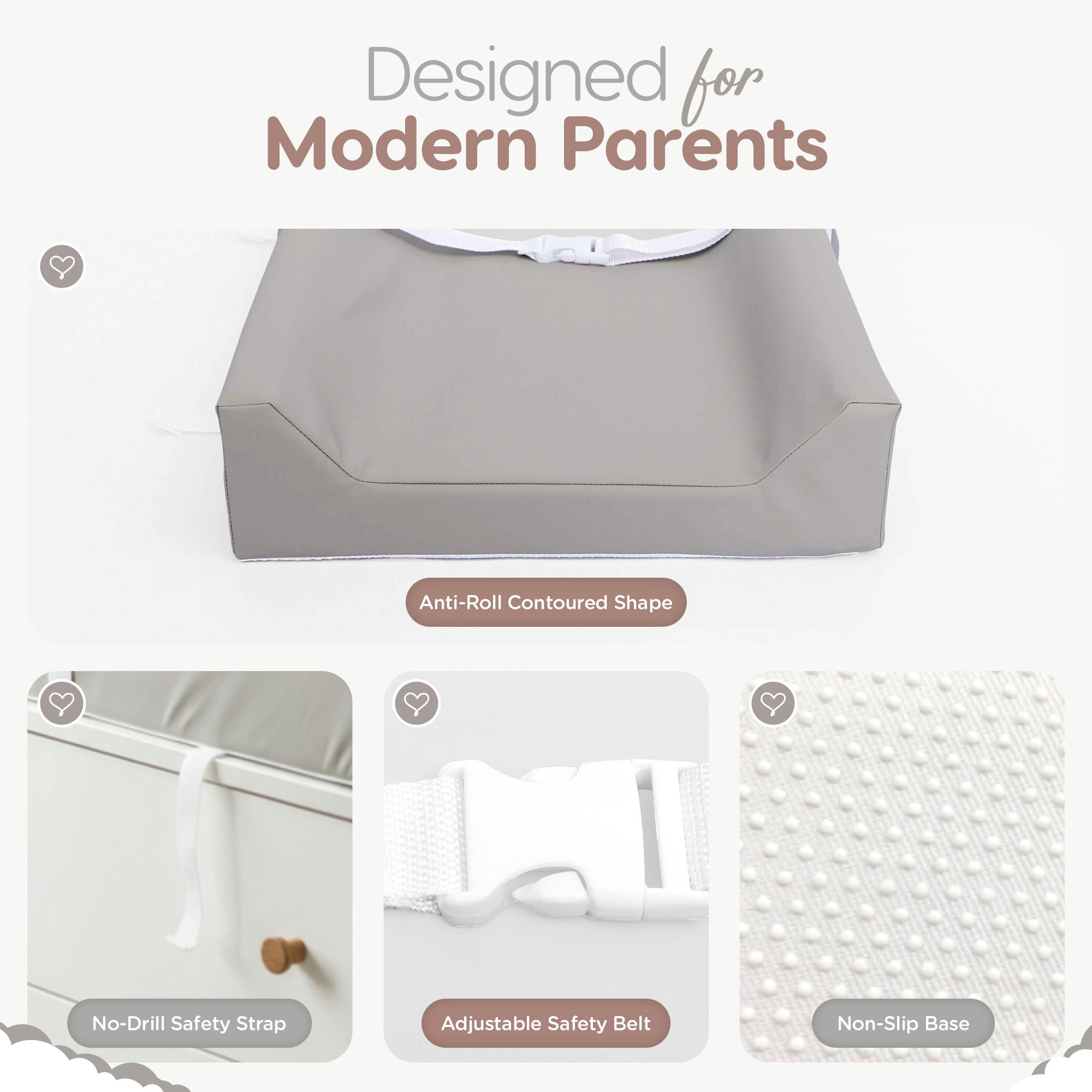 Waterproof Vegan Leather Contoured Baby Changing Pad