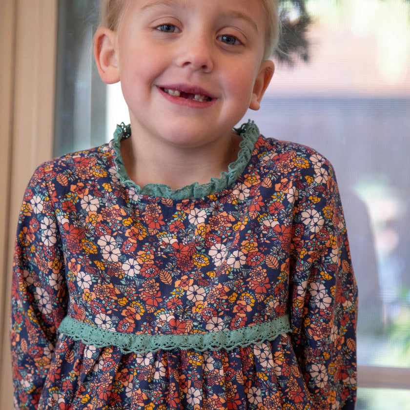 Toddler Priya Dress with Lace Trim | Garden Confetti