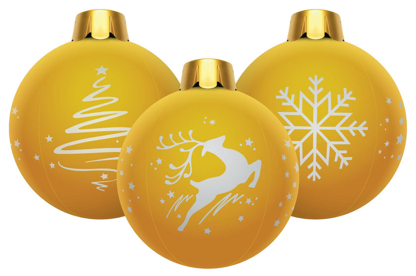 32" Inflatable Holiday Ornament - Gold 3 Pack