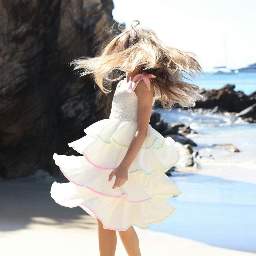 Rainbow Tiered Bow Dress