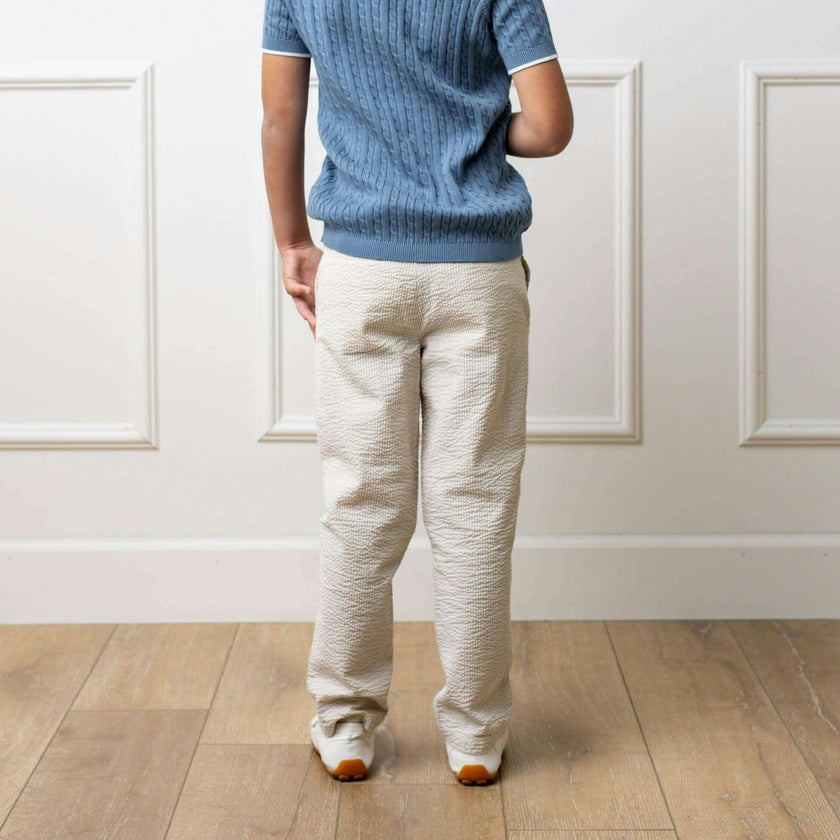 Organic Seersucker Suit Pant, Beige