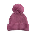 Knit Pom Hat in Vintage Plum