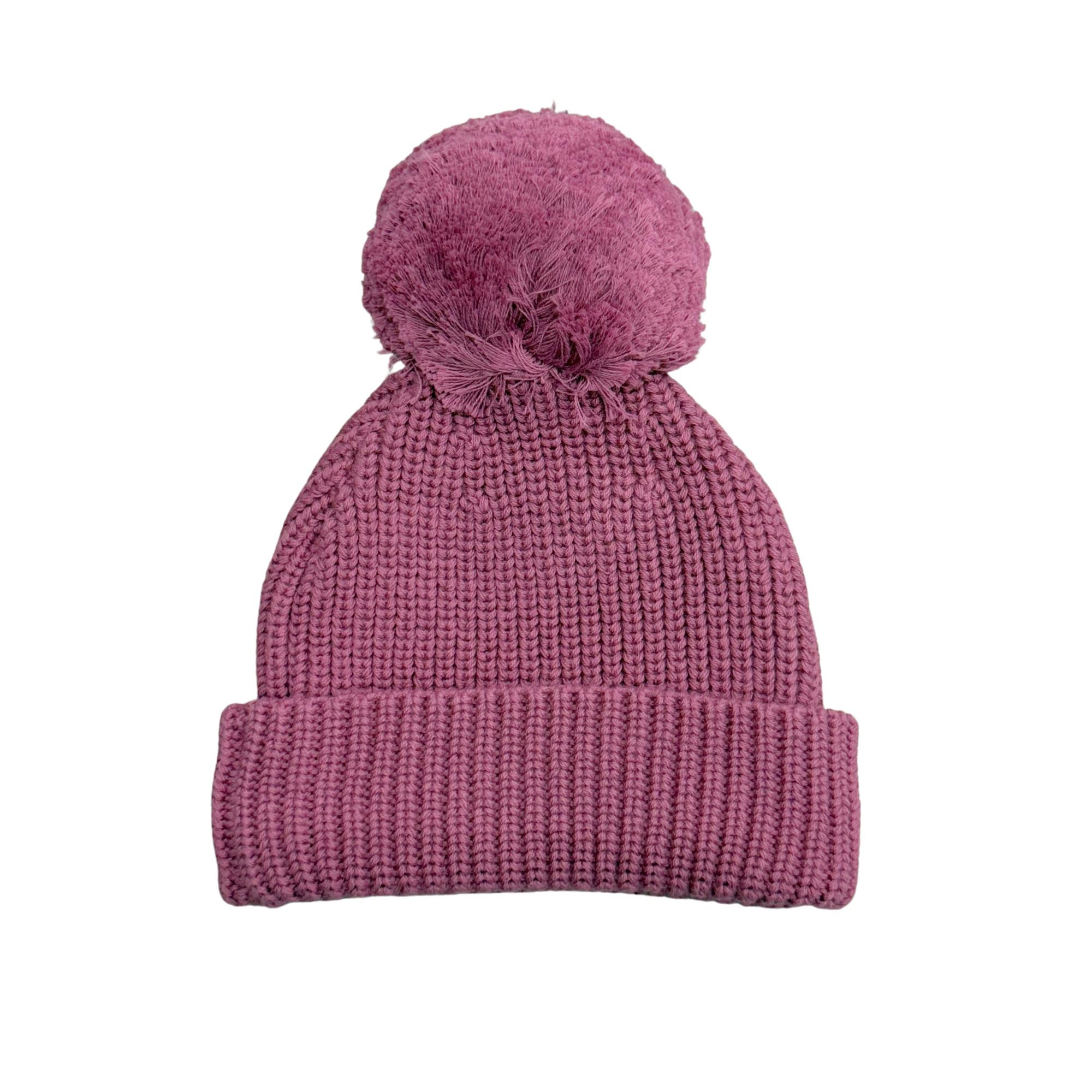 Knit Pom Hat in Vintage Plum