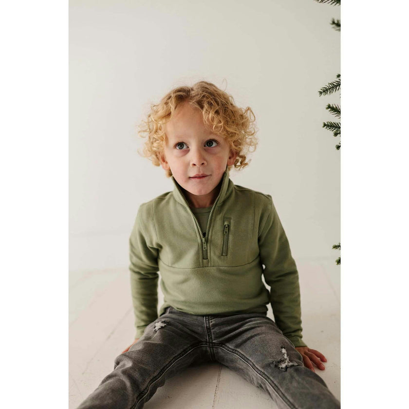 Boy's 3/4 Fleece Zip Sweatshirt