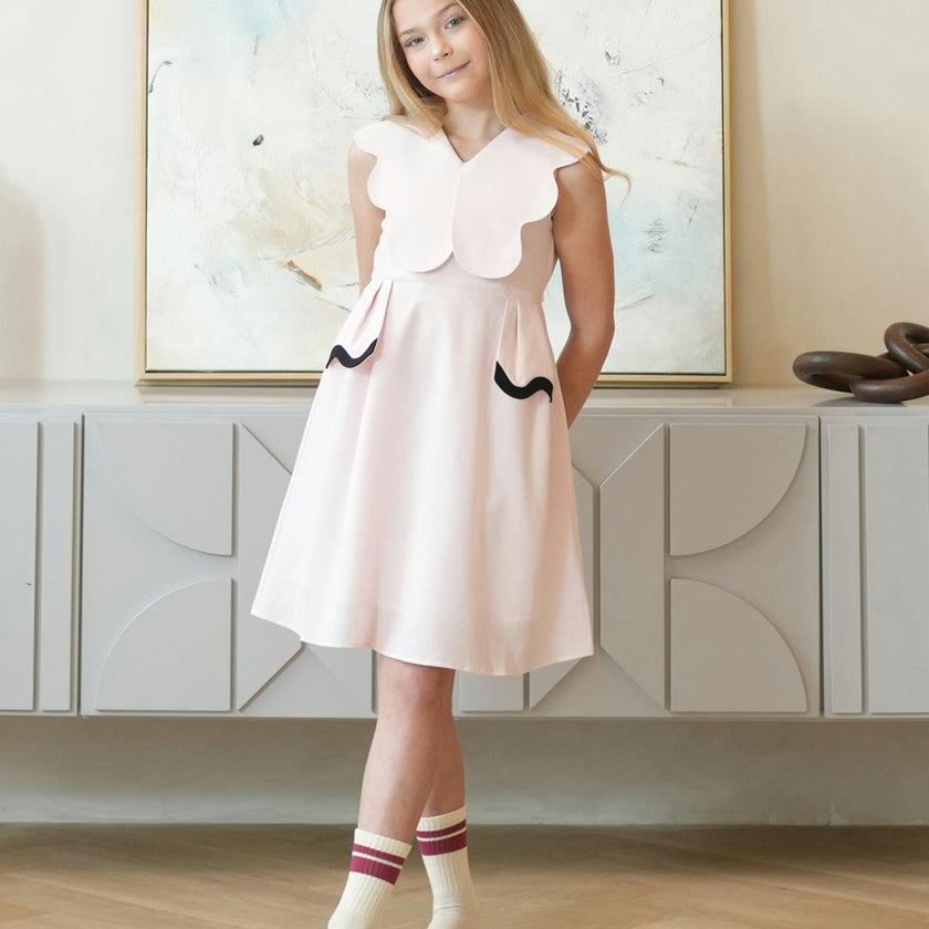 Colette dress (blush-pink/black)