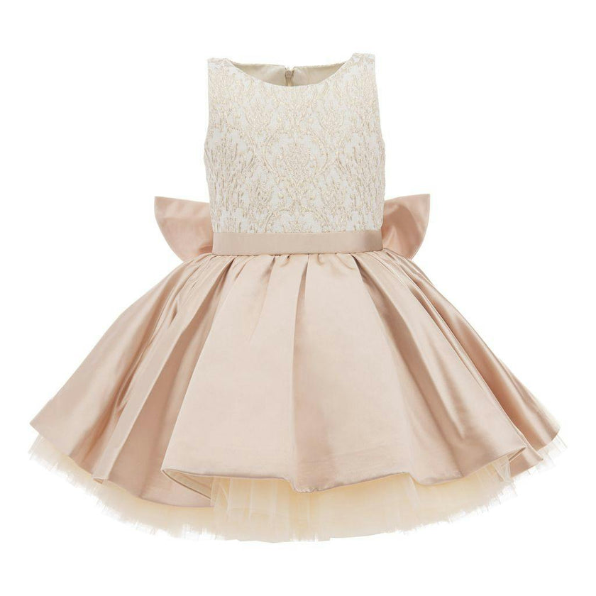 Rose Gold Elwood Satin Bow Dress