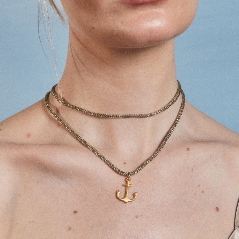 Two-Toned Anchor Cord Necklace