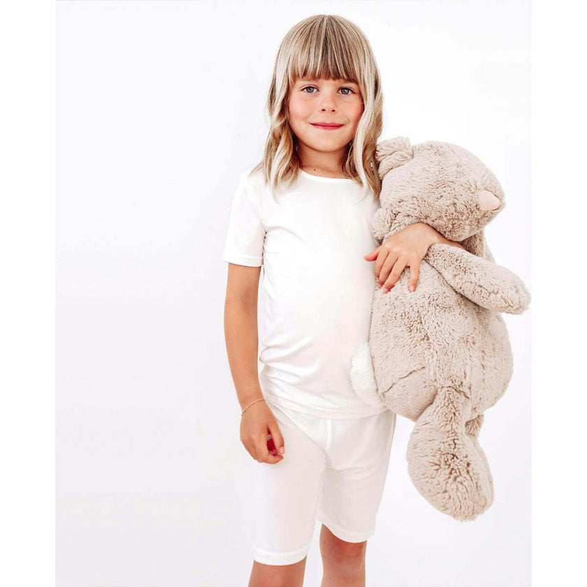Milk White Bamboo Kids Pajama Short Set