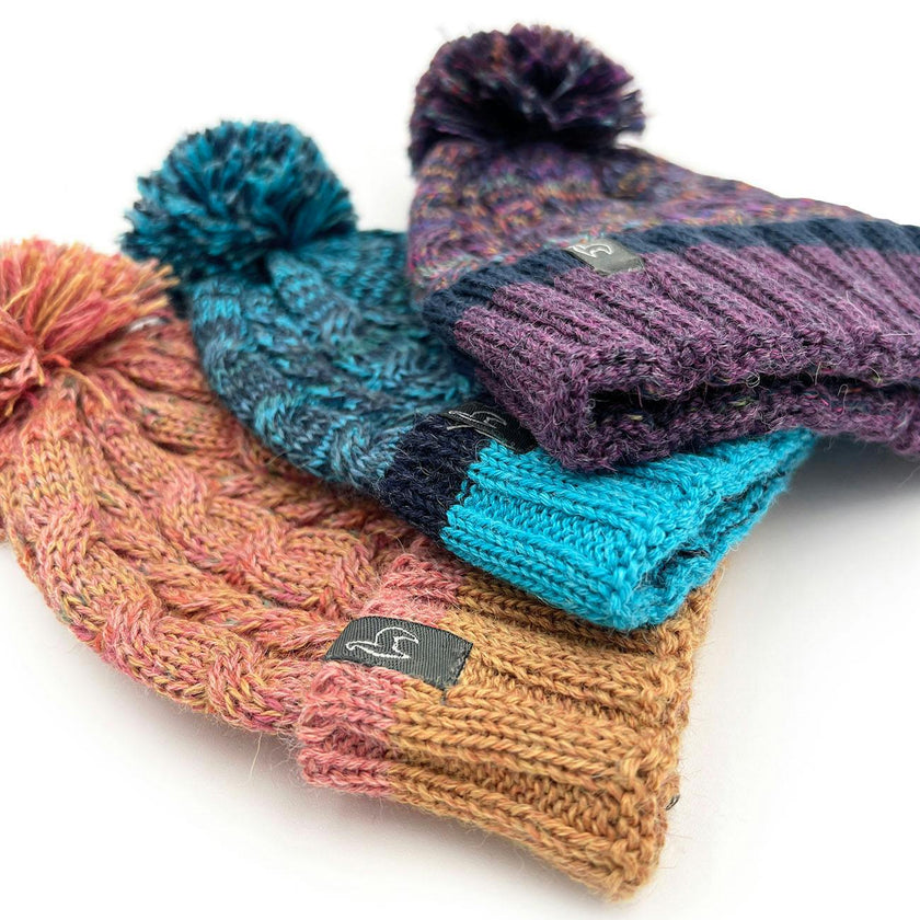 Kids Braided Pom Pom Beanie