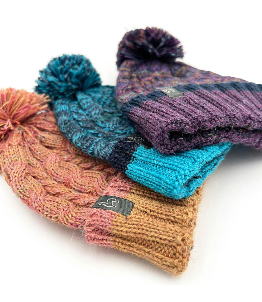 Kids Braided Pom Pom Beanie