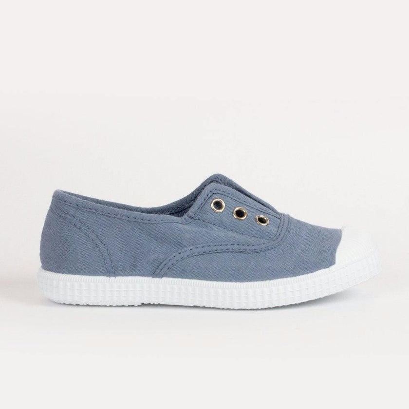 Hampton Canvas Plum Plimsolls in Steel Blue