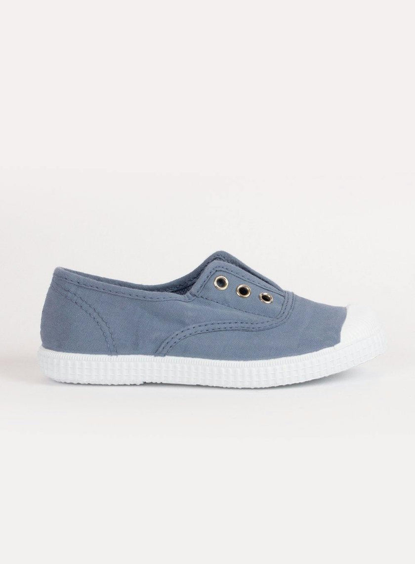 Hampton Canvas Plum Plimsolls in Steel Blue