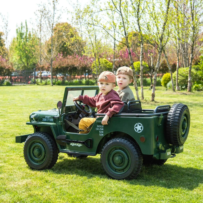 Military Willys 24V 3-Seater 4x4 Kids Ride-On Truck