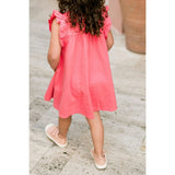 Garment Dye Ruffle Dress, Red