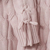 Tween (7-18) Girls Cable Knit Sweater | Lace-Up Details