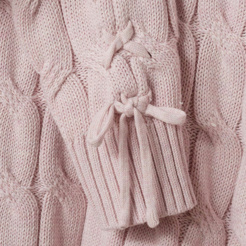 Tween (7-18) Girls Cable Knit Sweater | Lace-Up Details