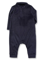 Navy Teddy Buttondown Romper
