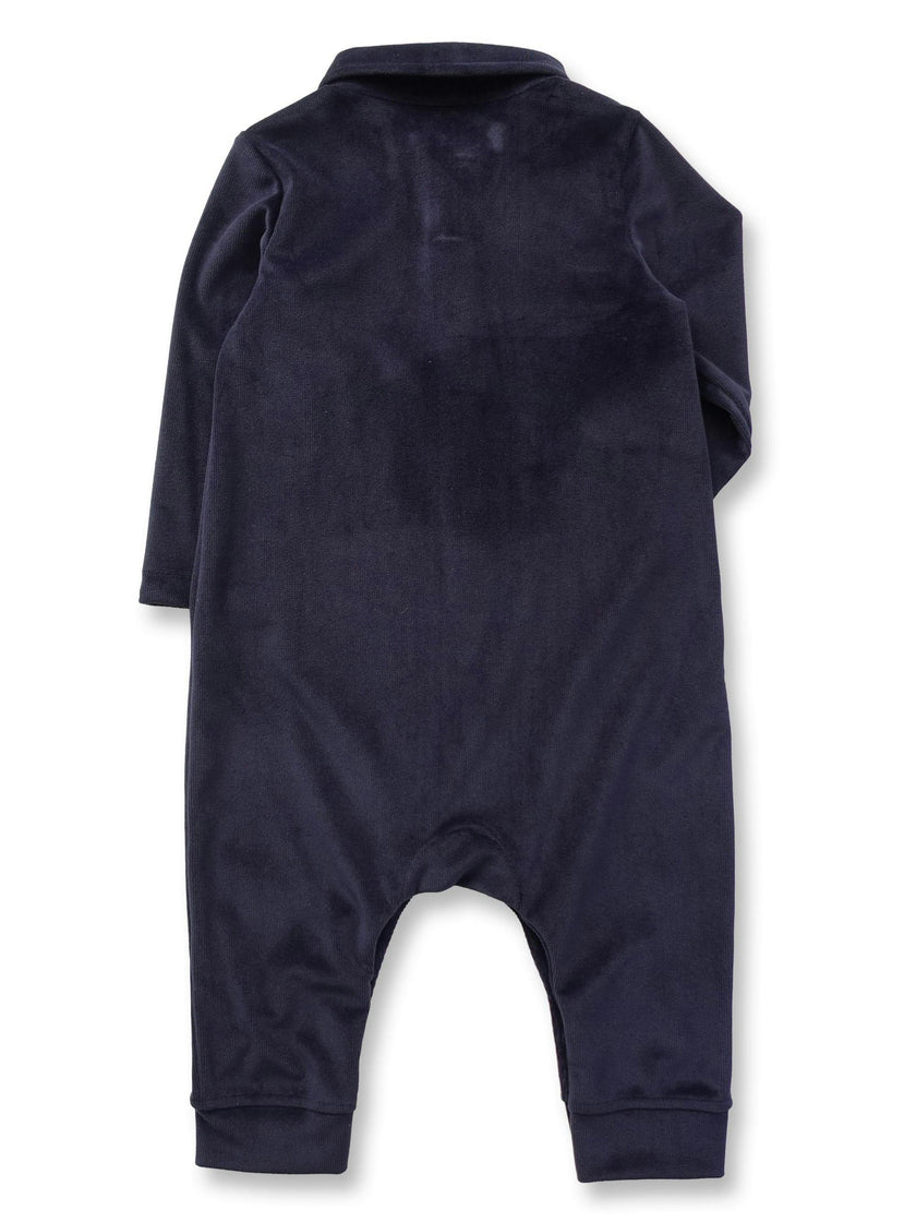 Navy Teddy Buttondown Romper