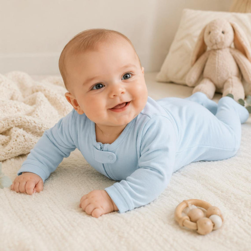 Blue Baby Footie Sleeper | Hypoallergenic Pima Cotton
