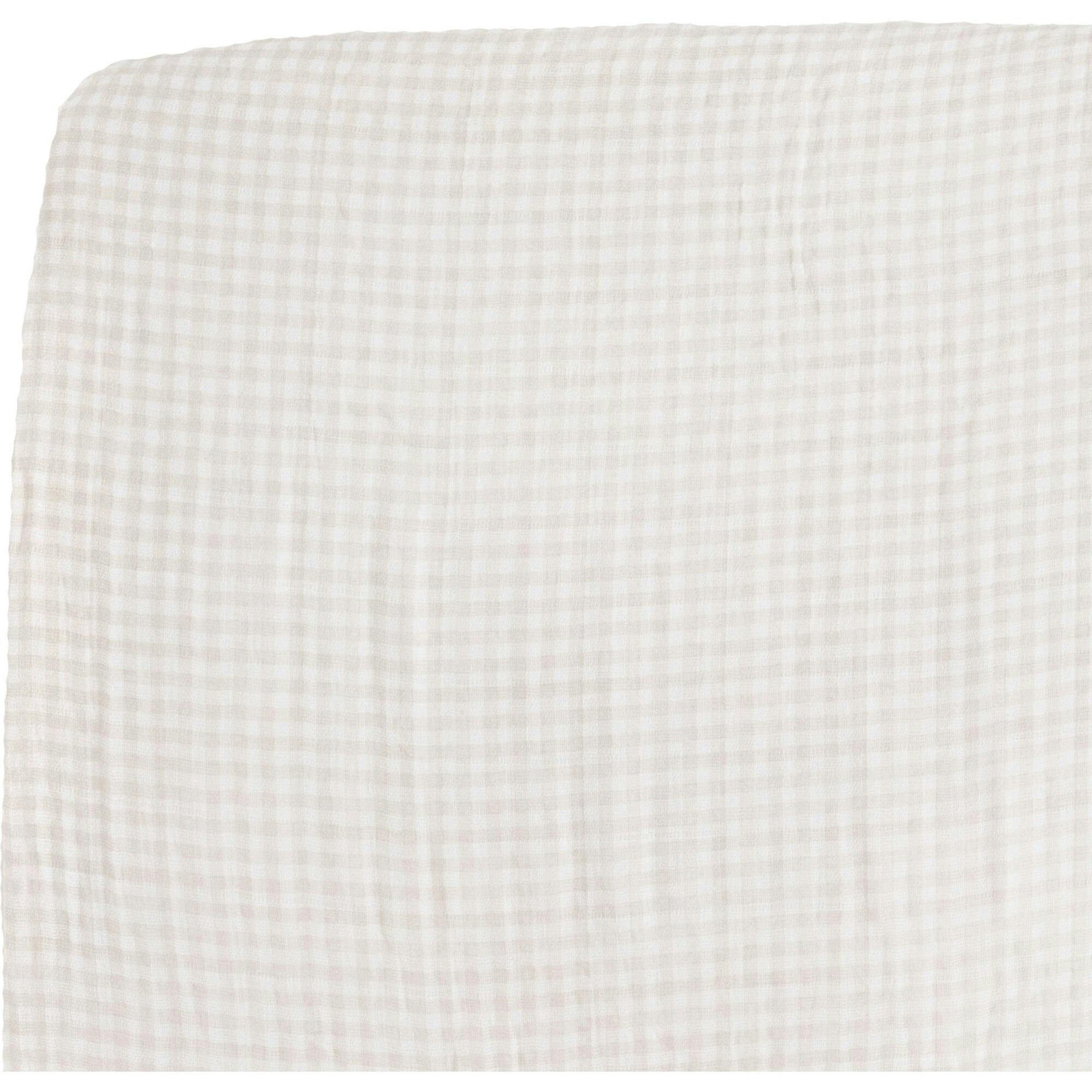 Cotton Muslin Crib Sheet - Tan Gingham