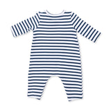 Football Navy - Long Sleeve Snap Shoulder Romper