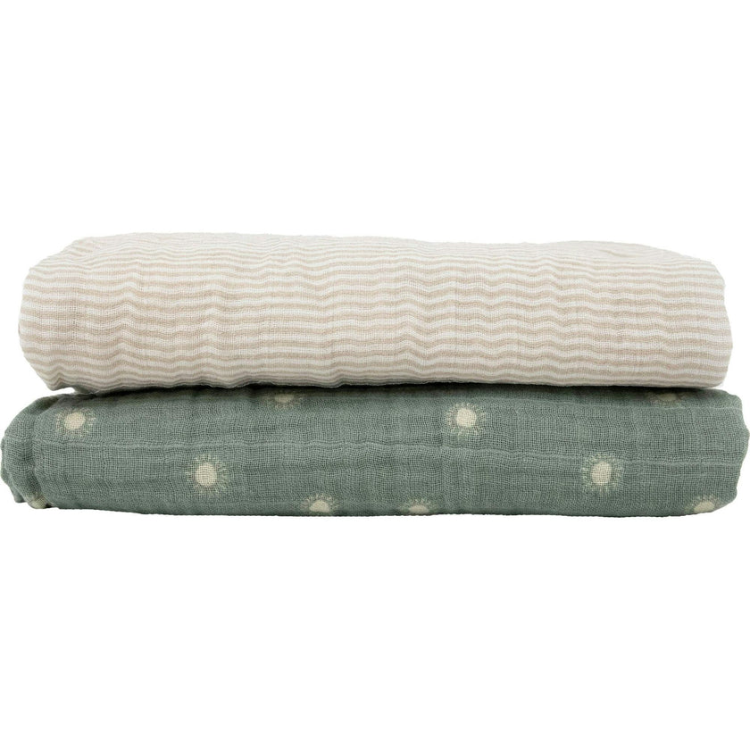 Organic Cotton Muslin Swaddle Blanket 2 Pack - Sage Suns
