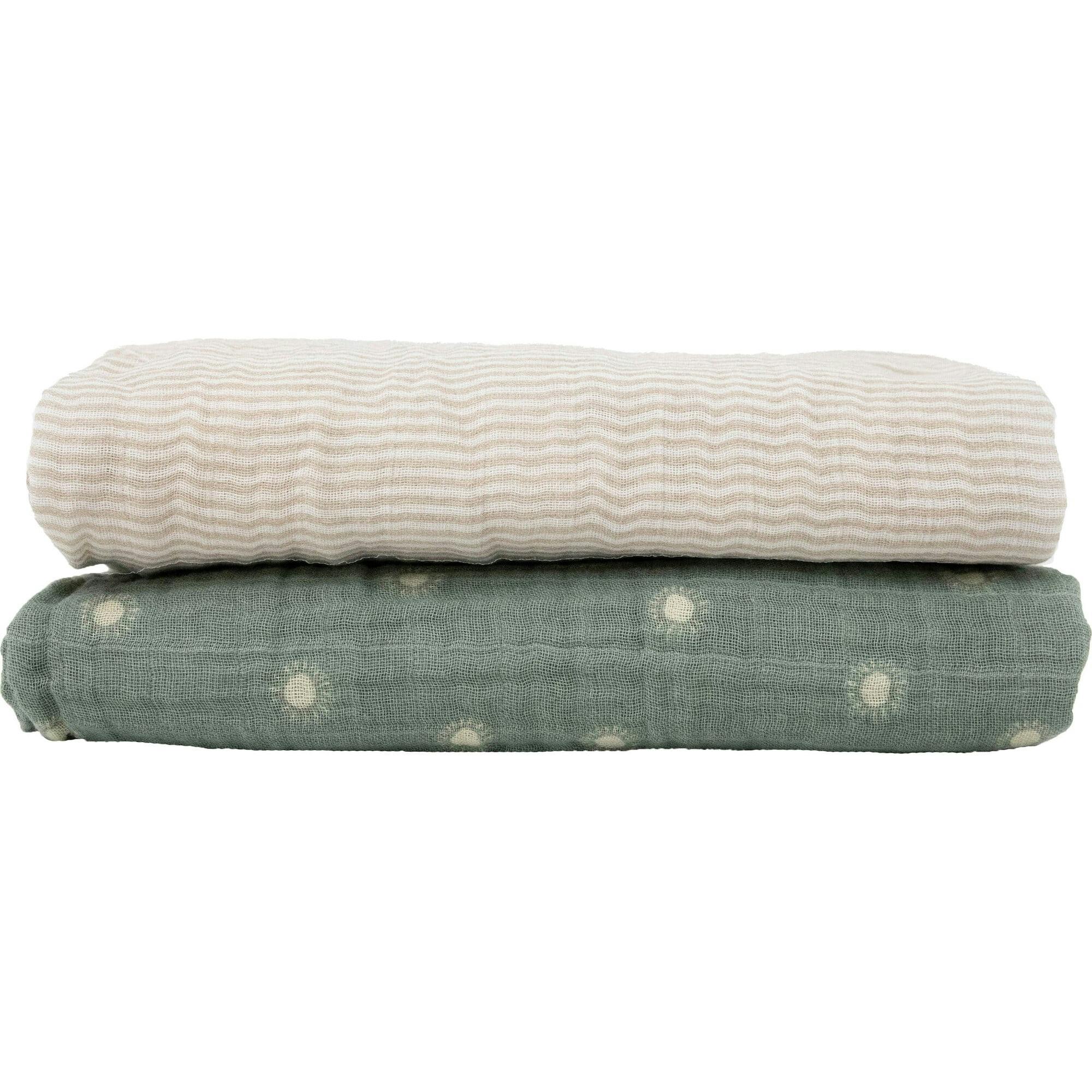 Organic Cotton Muslin Swaddle Blanket 2 Pack - Sage Suns