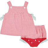 Check Seersucker Dress & Bloomer With Watermelon