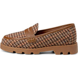 Paula Wool Plaid Chunky Sole Penny Loafers