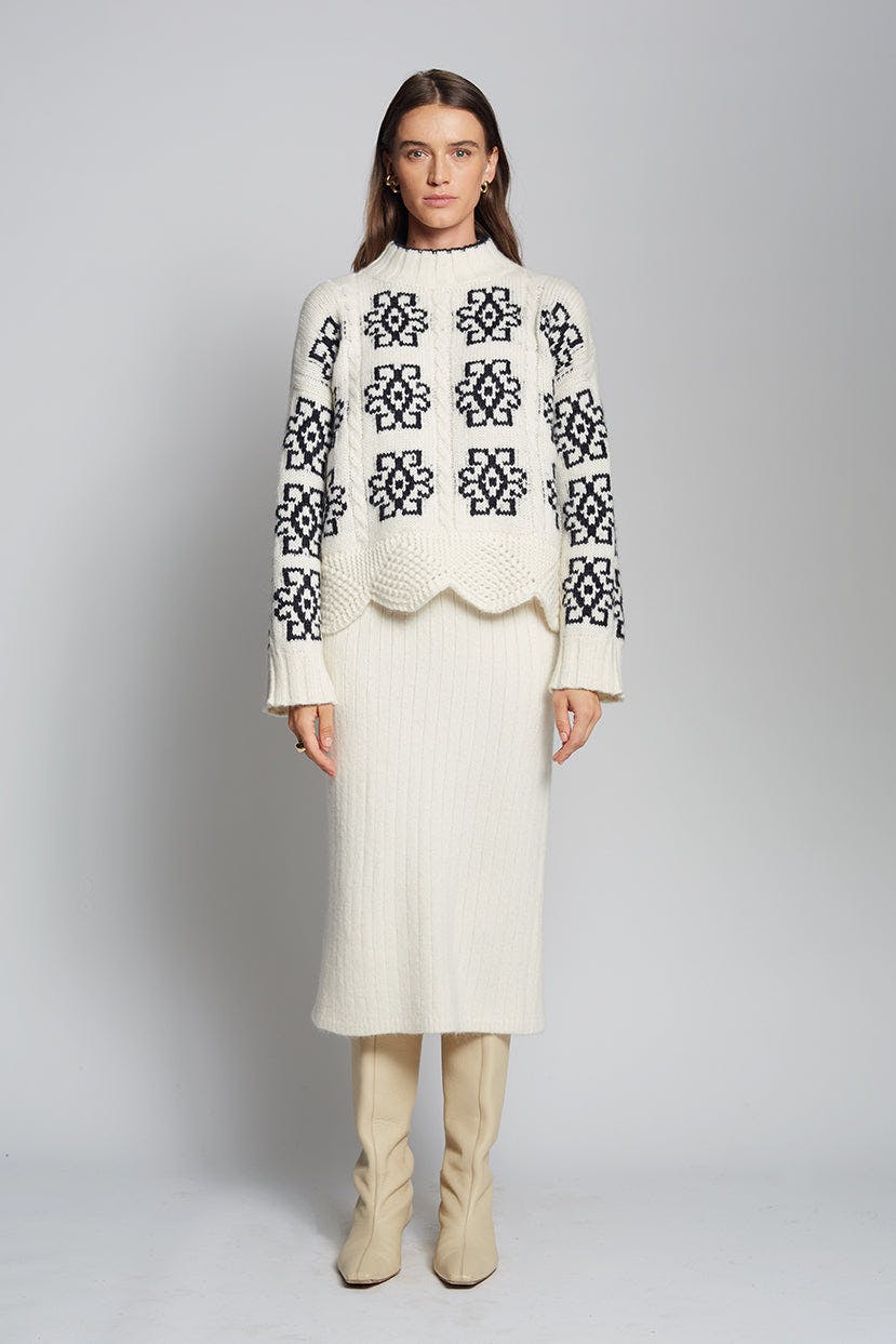 SIENNA SWEATER | IVORY + BLACK