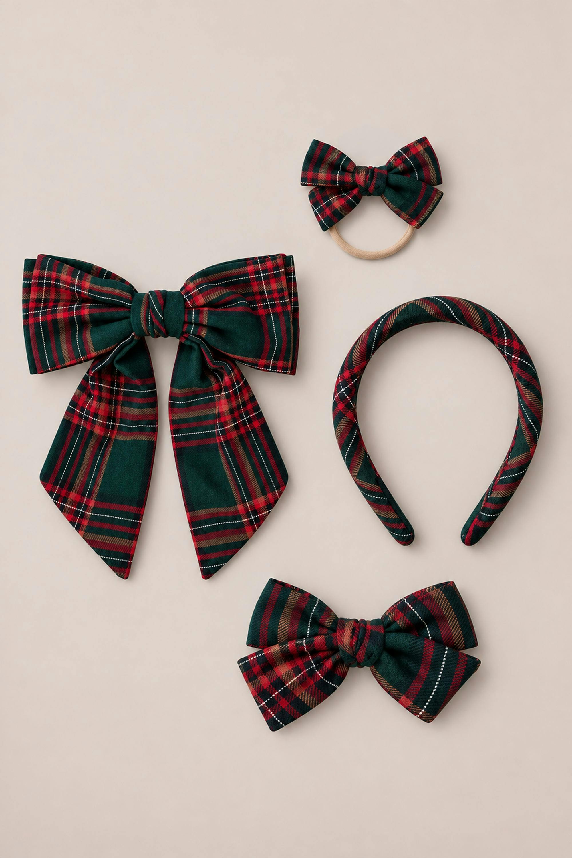 Hair Bows in Evergreen Plaid