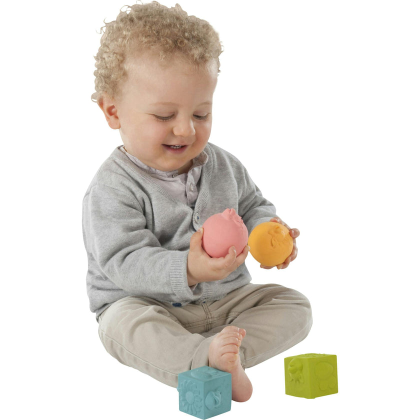 So’Pure Natural Rubber Cube & Ball Teether Set