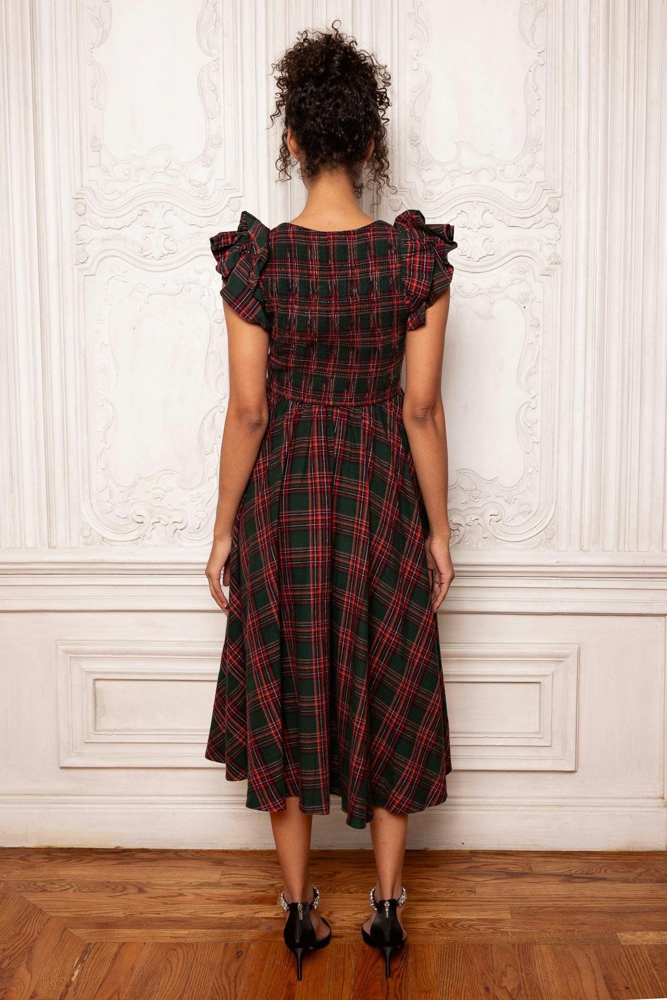 Hattie Dress in Evergreen Plaid