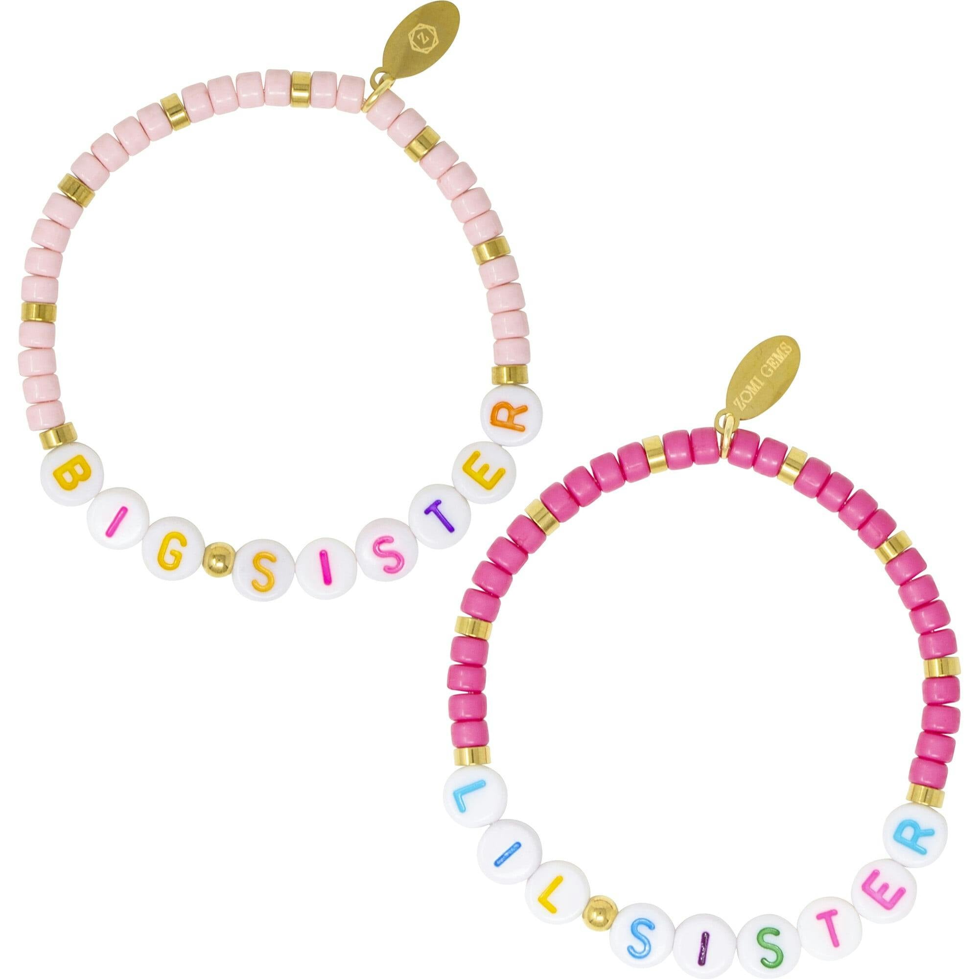 Girl's Big Sis/Lil Sis Stretchy Bead Bracelet Set