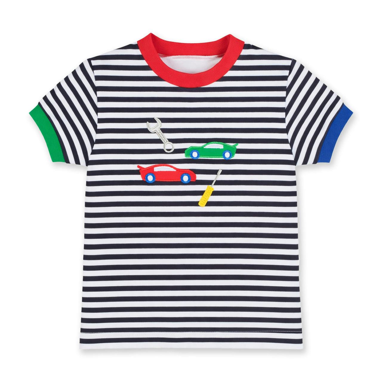 Stripe Knit T-Shirt with Cars & Tools