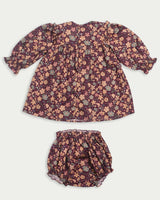 Lottie Baby Dress & Bloomer Set - Garden Flowers Plum