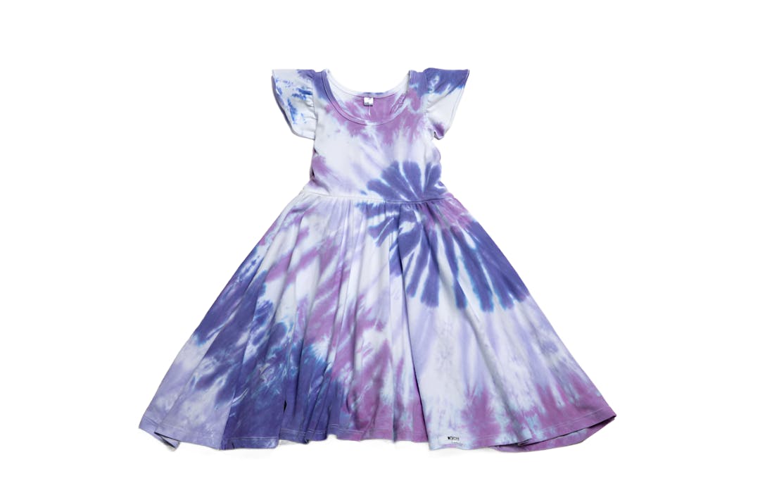 Racer Back Twirly Dress in Purple Tie Dye