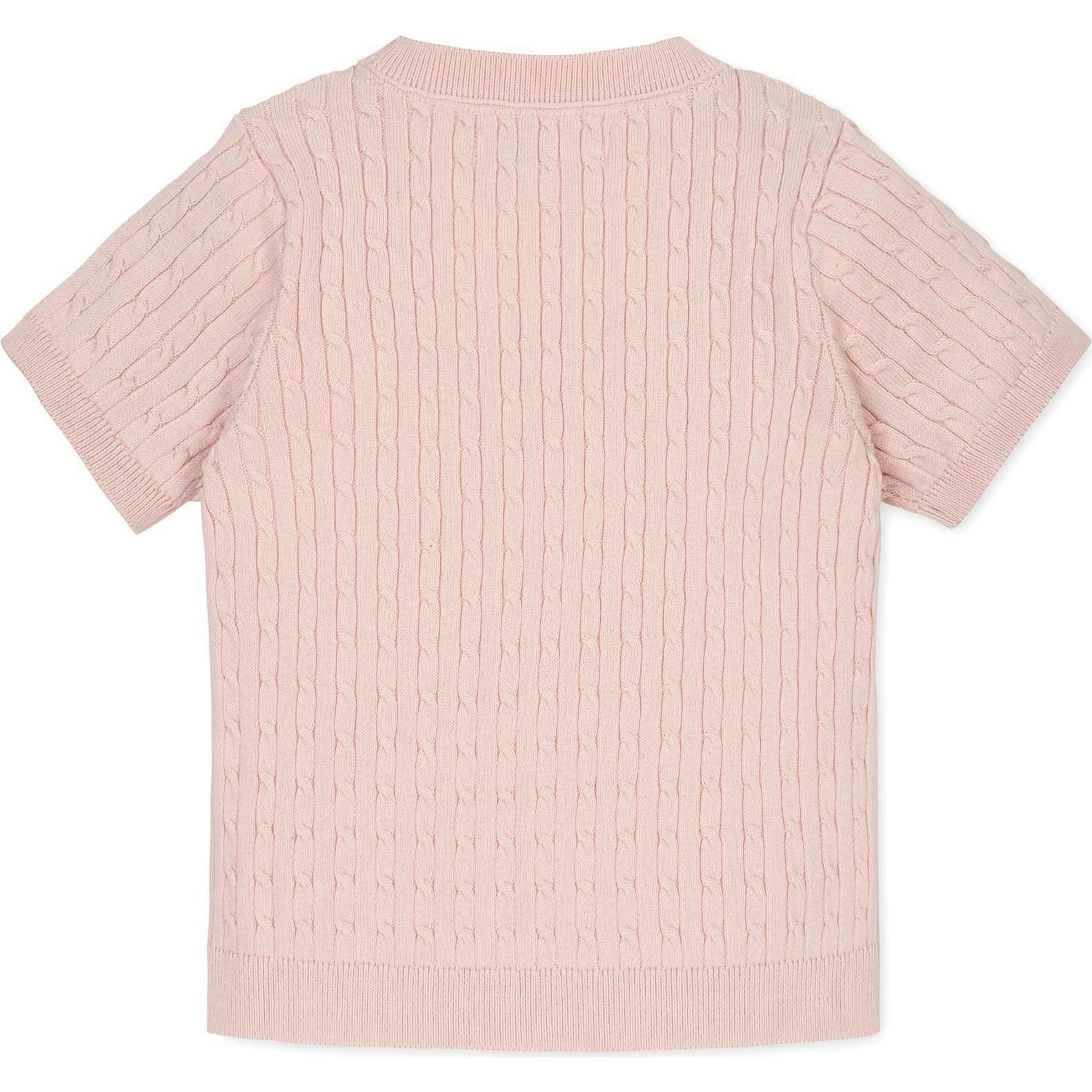 Organic Short Sleeve Cable Sweater, Pink