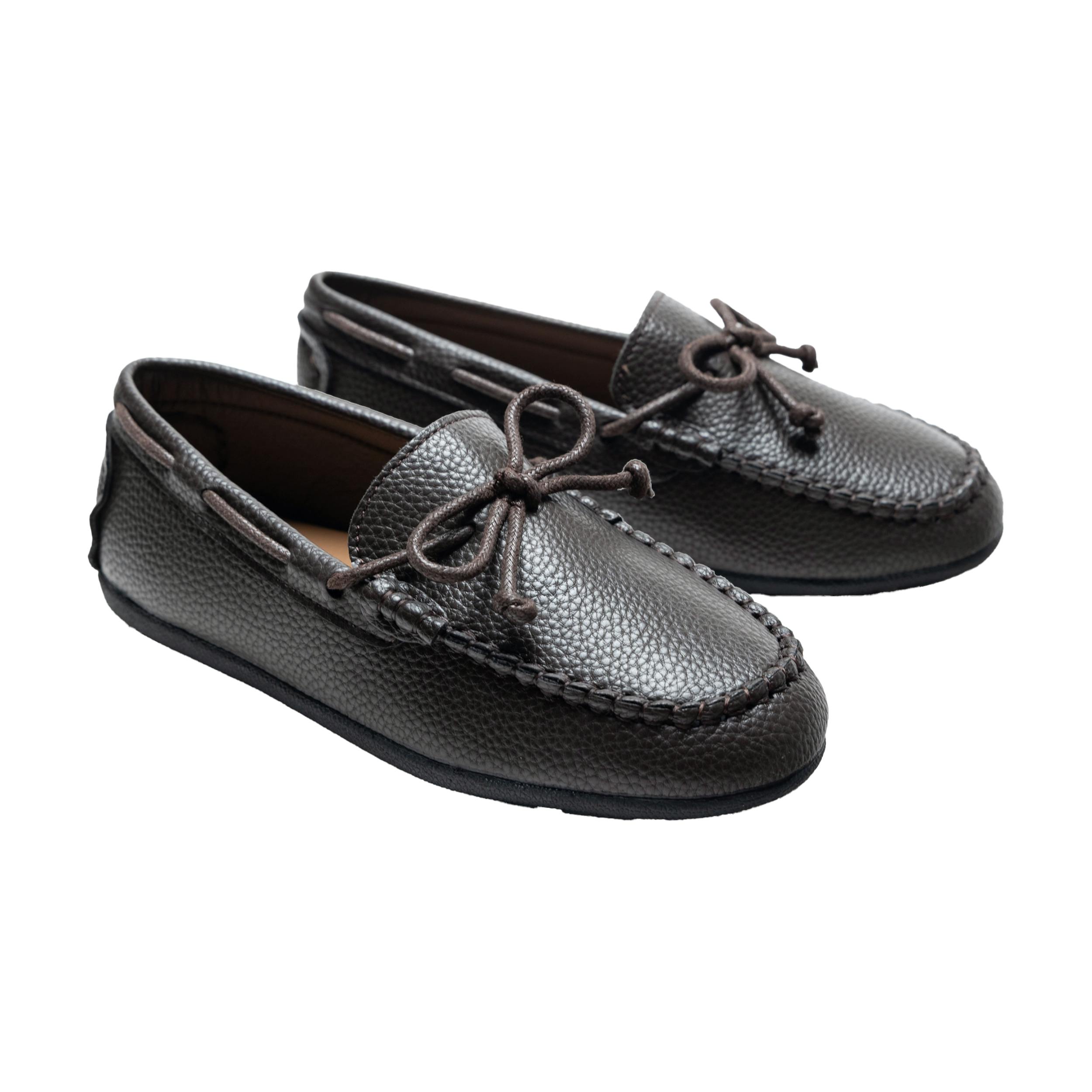 Mocha Faux Leather Laced Loafers