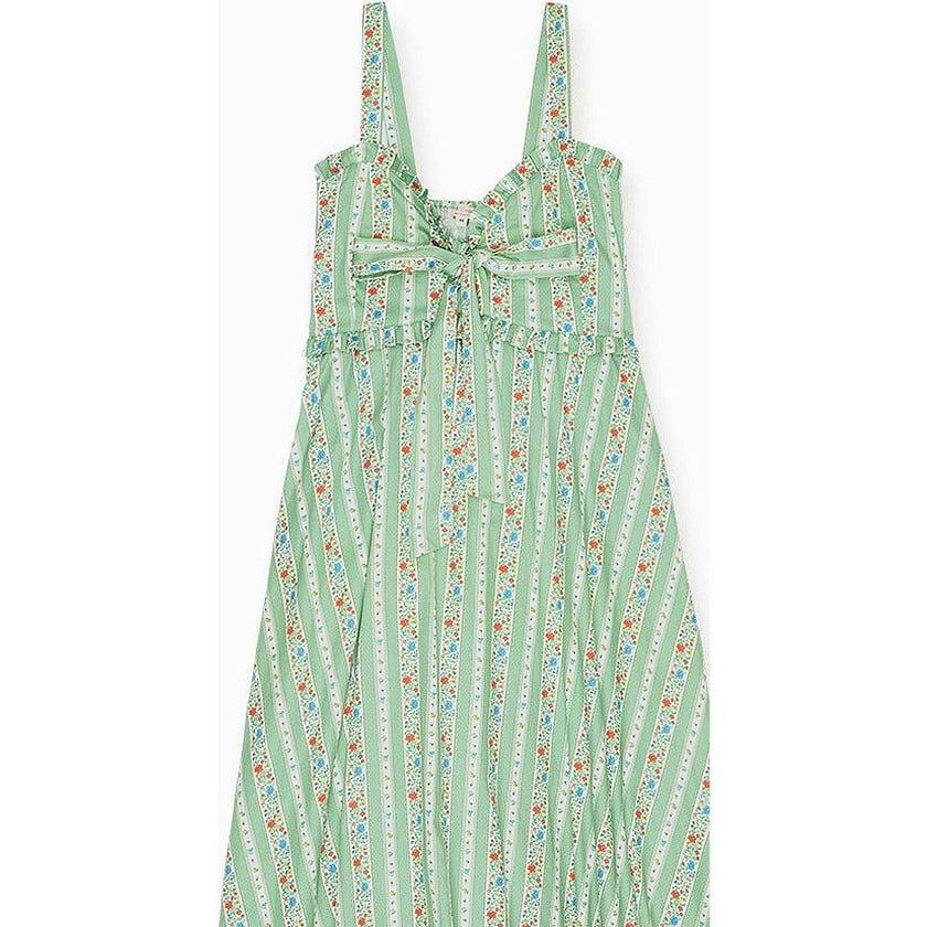 Sage Floral Stripe Toledo Women Midi Dress