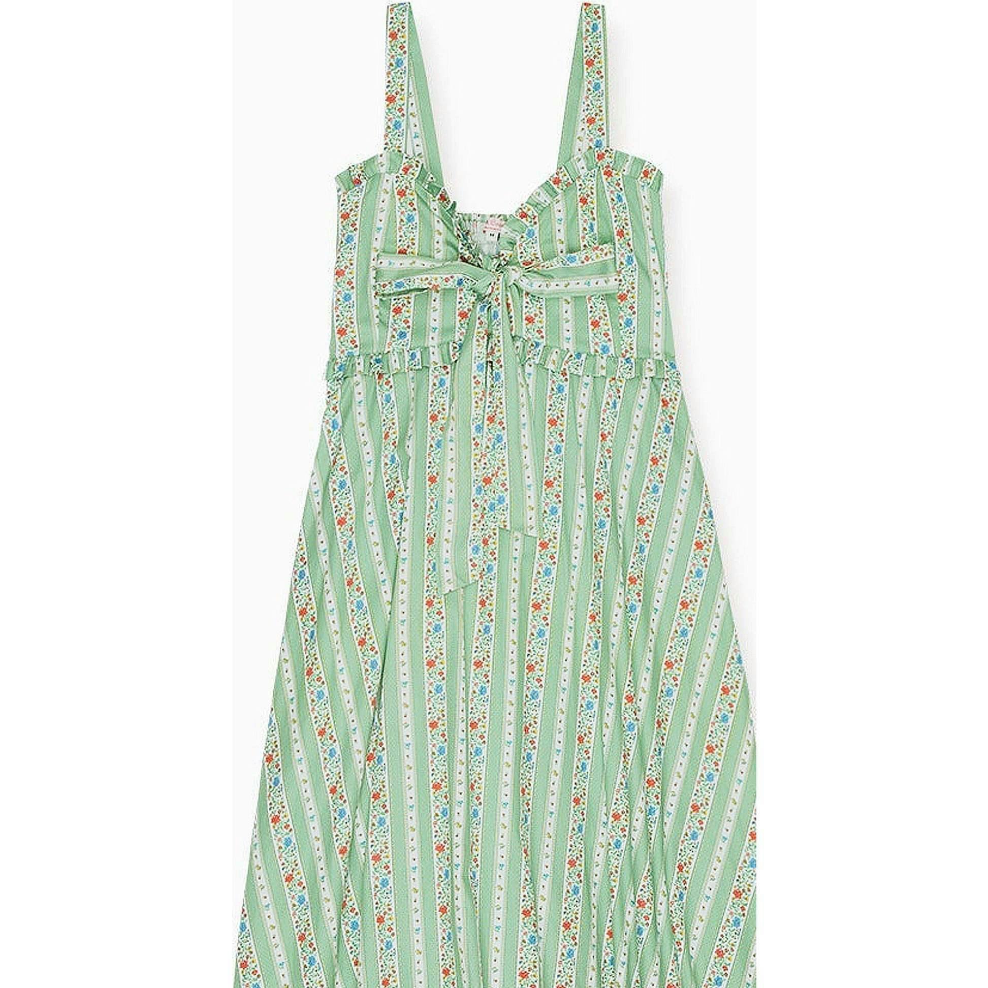 Sage Floral Stripe Toledo Women Midi Dress