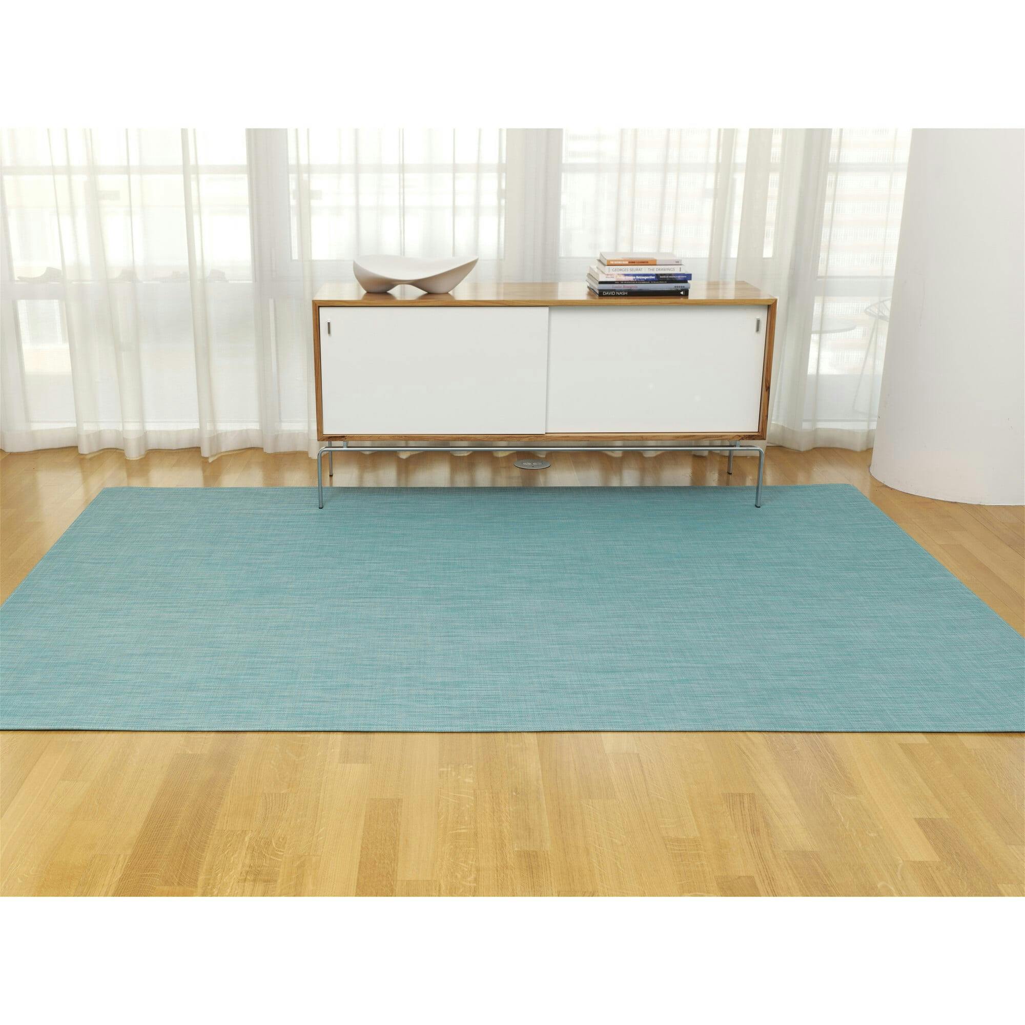 Mini Basketweave Floor Mat, Turquoise