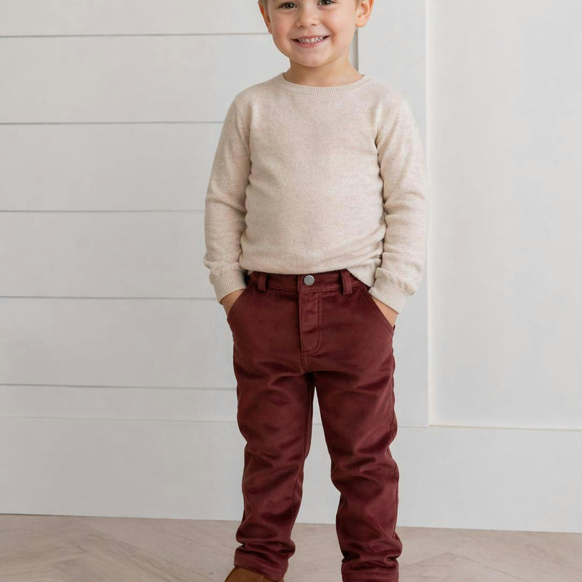 Boys Velour Straight Leg Dress Pants